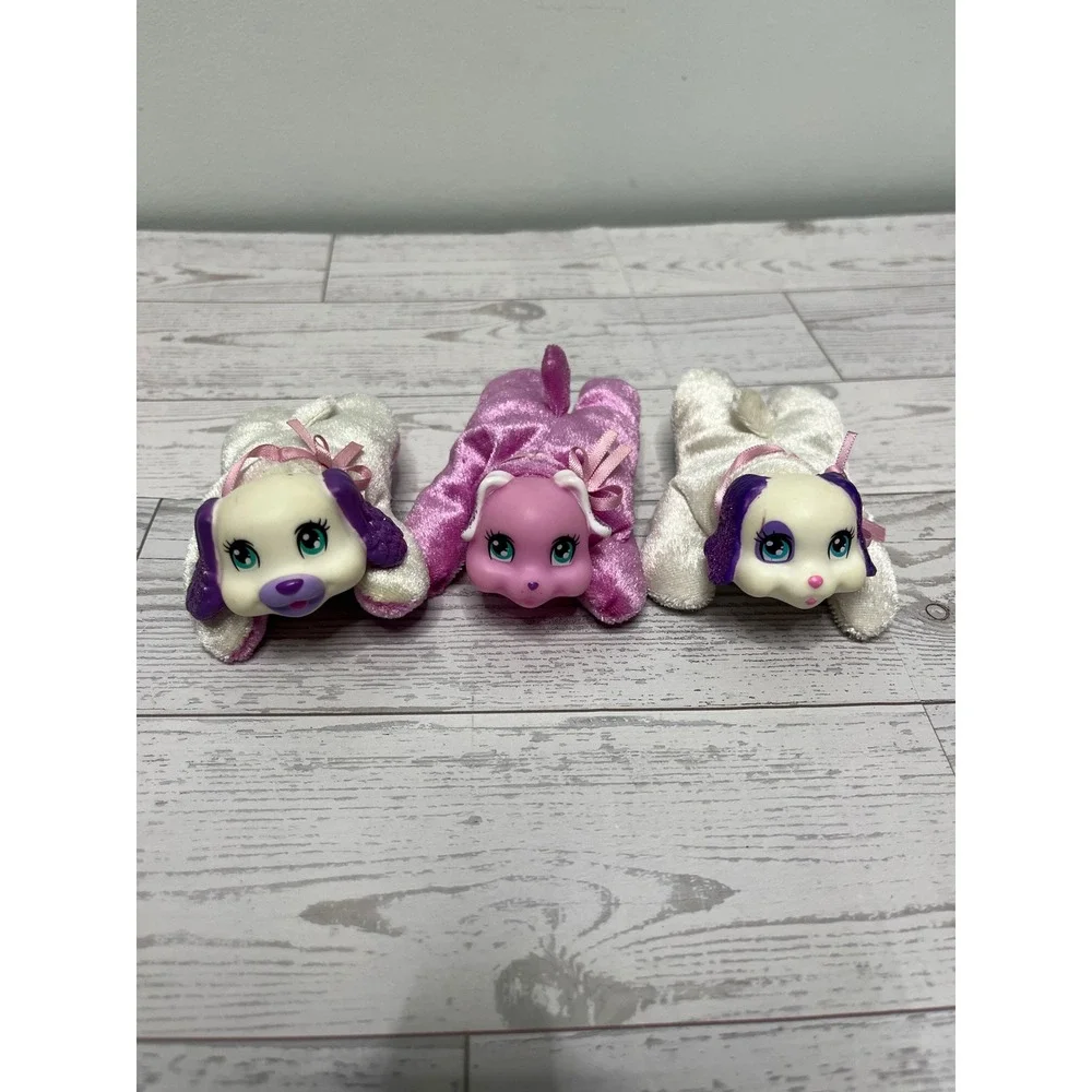 Puppy Surprise Mini Plush Puppies Set of 3 Pink White Purple Vintage Style Toy